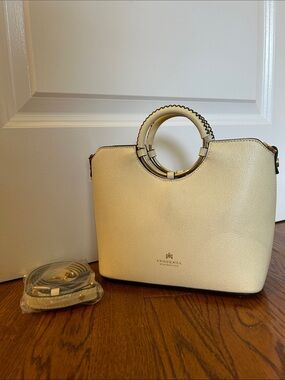 Cuoieria Fiorentina Cream Leather Top-Handle Tote